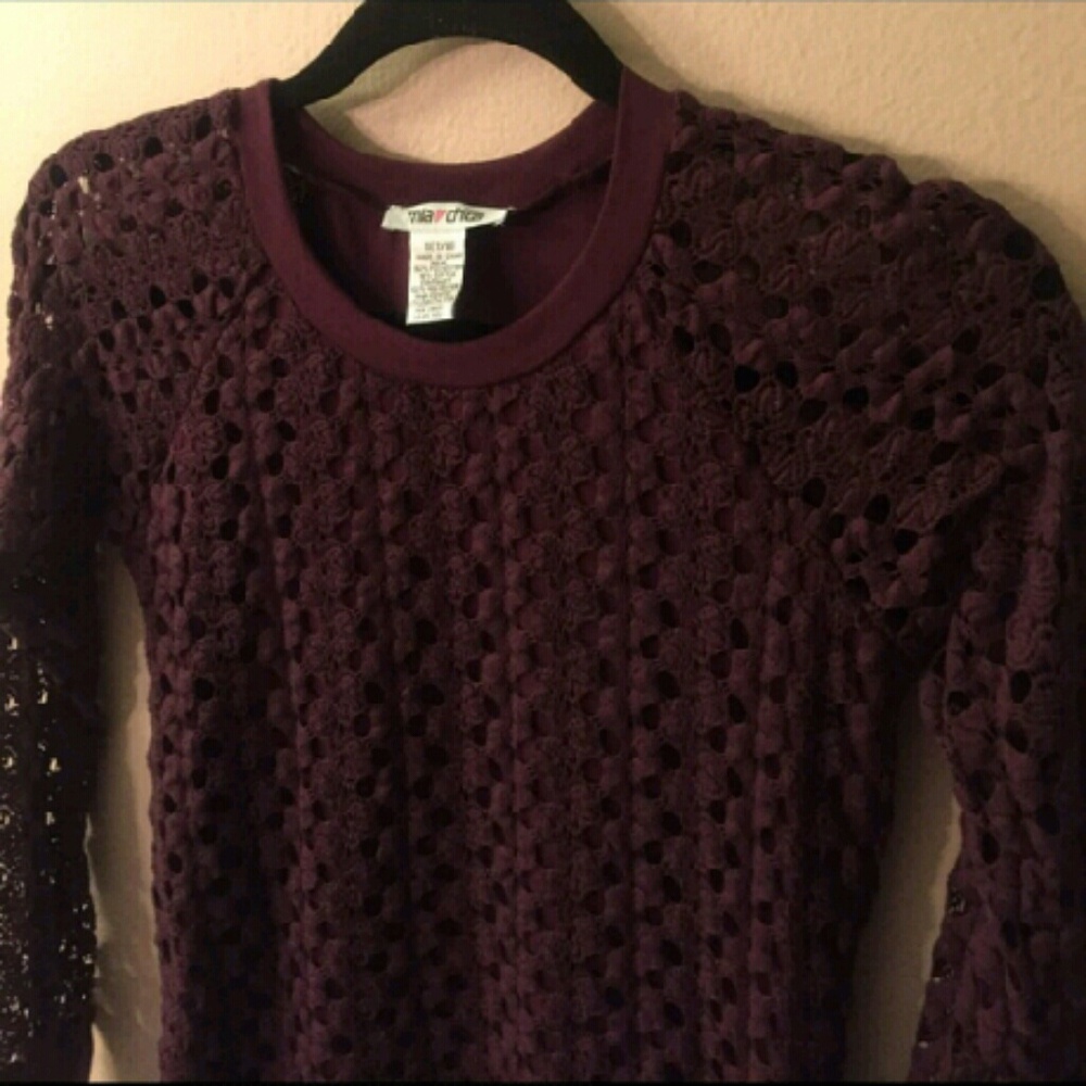MIA CHICA NORDSTROM crochet open stitch sweatshirt